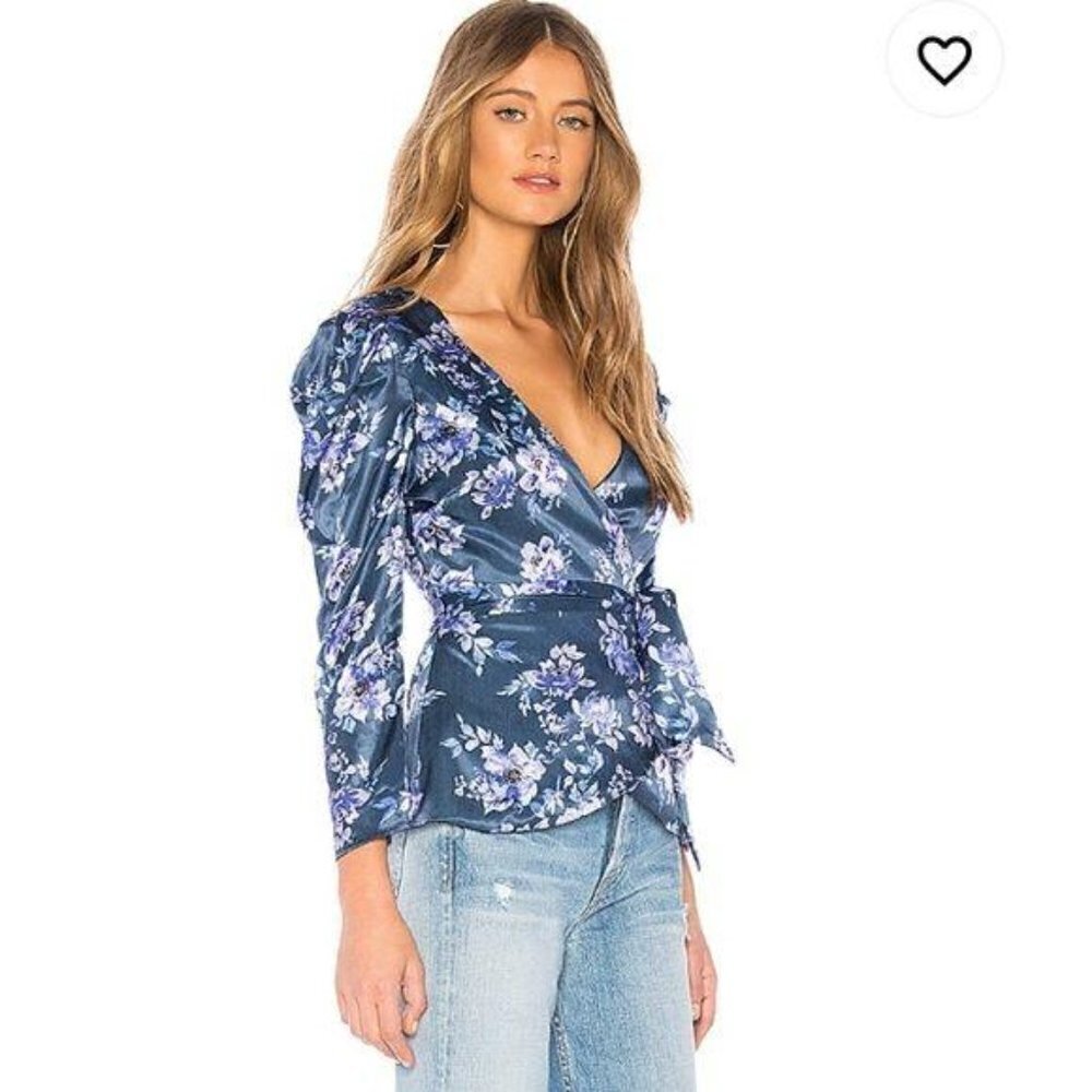 NWT Majorelle Baylor Rainwater Blue Wrap Top S